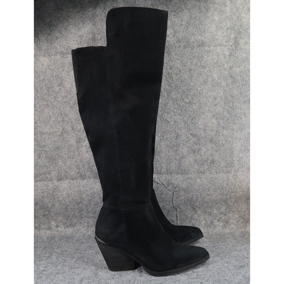 Zodiac Shoes Women 7.5 Boot Tall Western Ronson Fashion Cuban Heel Black OTK Zip - Picture 2 of 16